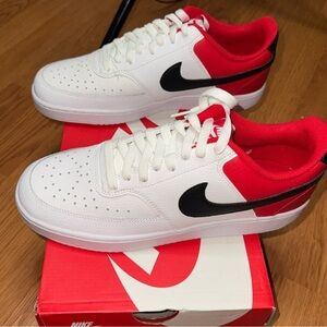 Nike Court Vision LO in White and University Red